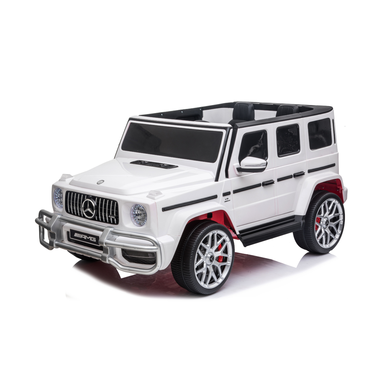 Auto elettrica per bambini Mercedes Classe G Full 12V bianca - vista frontale laterale